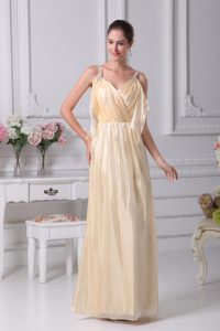 Good Quality Beading Straps Celeb Dresses in Champagne to Ankle-length