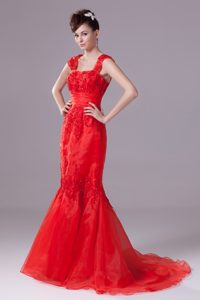 Ornate Square Trumpet Celeb Dresses with Beaded Appliques