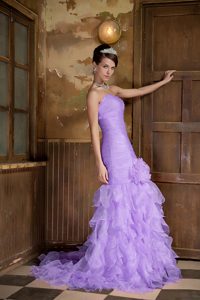 Gorgeous Lilac Mermaid Sweetheart Ruffled Celebrities Dresses for Less