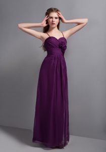 Ankle-length Chiffon Tony Junior Bridesmaid Dress with Flowers in Purple