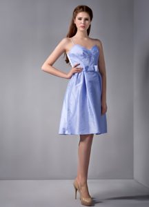 Breathtaking Lilac Column Straps Knee-length Taffeta Dress for Bridesmaid