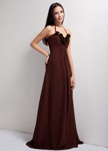 Maxi Brown Sweetheart Dresses for Bridesmaid with in Chiffon