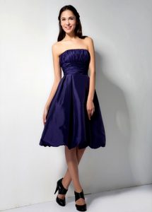 Surprising Purple Strapless Knee-length Bridesmaid Dress in Taffeta