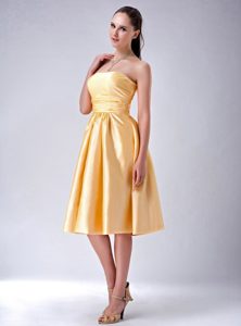 Gorgeous Gold Empire Strapless Bridesmaid Dresses for Summer Wedding