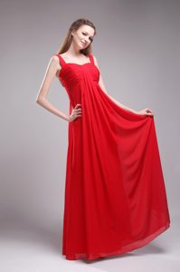 High Quality Red Ruching Chiffon Bridesmaid Dresses for Church Wedding