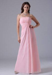 Ruched Strapless Bridesmaid Dresses for Summer Wedding in Baby Pink