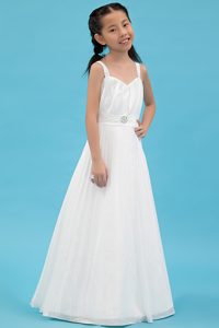 Sleeveless White 2012 Magnificent Flower Girl Dress for Summer under 150