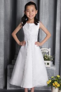 White Organza and Satin Charming Dress for Flower Girls with Zipper-up Back