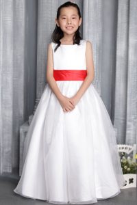 2012 Memorable Long Zipper-up Organza Flower Girl Dress in White
