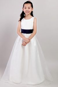Romantic White Scoop Long Organza Long Dresses for Flower Girls