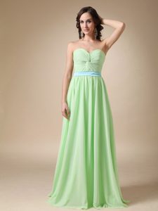 Light Green Empire Sweetheart Chiffon Prom Evening Dress with Ruching on Sale