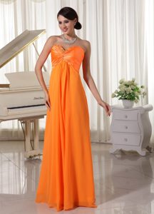 Pretty Orange Sweetheart Beaded Prom Evening Dress in Satin and Chiffon in 2014