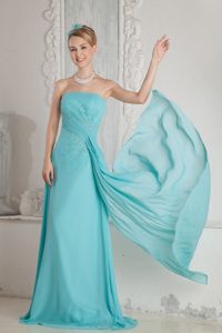 Empire Strapless Chiffon Prom Dress with Beading and on Promotion