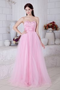 Elegant 2013 Baby Pink Sweetheart Beaded Organza Prom Evening Dresses