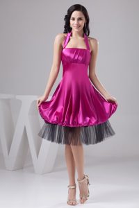 Pretty Halter Top Ruched 2014 Prom Celebrity Dress in Satin and Tulle for Cheap