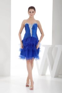 Royal Blue Sweetheart Prom Cocktail Dresses with Ruffled Layers in Organza