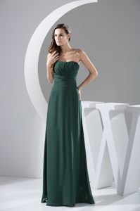 Most Popular Ruched Strapless Full Length Chiffon Prom Dresses for Holiday