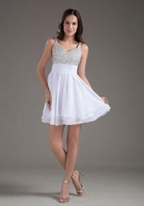 Perfect Short White Prom Mini Dress for Party with Beading for Cheap