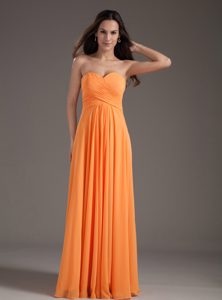 Simple Orange Sweetheart Empire Long Prom Dress with Ruching for Cheap