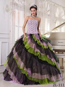 Multi-color Quinceaneras Gowns with Appliques and Beading in Organza