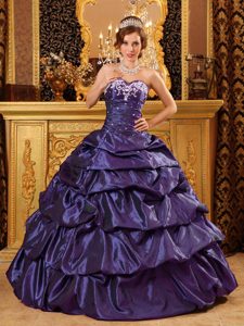New Fashionable Ball Gown Sweetheart Taffeta Dresses for Quince with Pick Ups