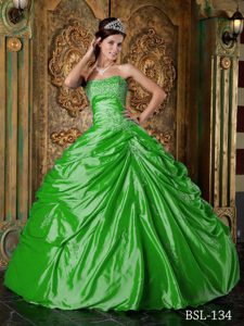 Classical Ball Gown Strapless Appliqued Dress for Quince with Beading for Cheap