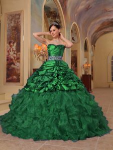 Green Ball Gown Sweetheart Beaded Quinceanera Dresses in Organza and Taffeta