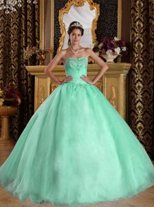 2013 Apple Green Sweetheart Organza Quinceanera Summer Dress with Beading