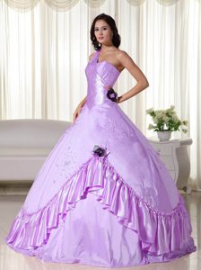 New Lavender Ball Gown One Shoulder Taffeta Quinceanera Dress with Beading