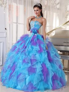Best Baby Blue and Purple Quinceanera Dress with Appliques