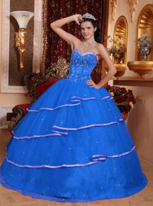 New Blue Quince Dresses in Satin and Tulle with Beading and Sweetheart