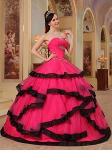 Affordable Red Quinceanera Gowns in Organza with Appliques