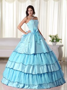 Discount Baby Blue Ball Gown Quinceanera Dresses in Taffeta