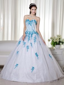 White Ball Gown Sweet sixteen Dresses in Taffeta and Organza