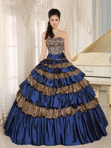 Navy Blue Sweet Sixteen Dresses with Ruffled Layers for Wholesale Price