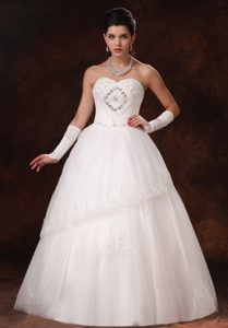 Lace Sweetheart Beaded Organza Long Wedding Dress In 2013
