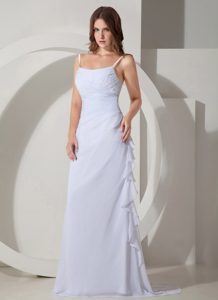 Low Cost Empire Straps Chiffon Ruched Wedding Dress with on Sale