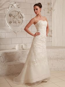 New Sweetheart Lace and Organza Destination Wedding Dresses for Custom Made
