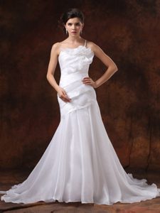 Mermaid One Shoulder Wedding Gown Dress for Wedding Party Beaded for Cheap