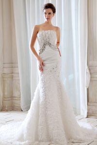 Gorgeous Mermaid Beaded and Appliqued Wedding Gown Dress with Special Fabric