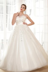 Fashionable Sweetheart Wedding Dress with Beading and Appliques on Sale