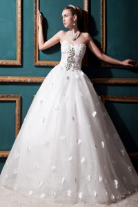 Beautiful Ball Gown Sweetheart Tulle Wedding Dress with Beading and Appliques
