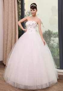 Beautiful Strapless Tulle Wedding Dresses with Beading on Wholesale Price in 2014