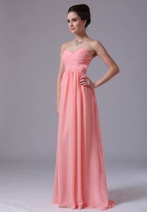 Watermelon Sweetheart Long Prom Dresses for Dama with Ruching