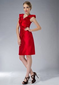 Red Column V-neck Taffeta Ruched 15 Dresses for Damas on Big Sale