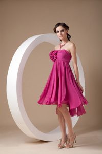Exclusive Hot Pink Strapless Dresses for Damas in Chiffon with Flowers