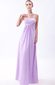 Latest Lavender Empire Strapless Embroidery Quinceanera Damas Dress