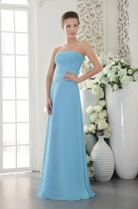 Light Blue Strapless Chiffon Ruched 15 Dresses for Damas to Floor-length