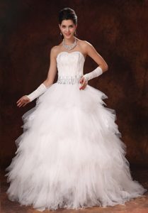 Princess Lace-up Tulle 2013 Wonderful Wedding Reception Dress with Beading