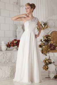 One Shoulder Long Chiffon Zipper-up Classical Bridal Gown for Summer